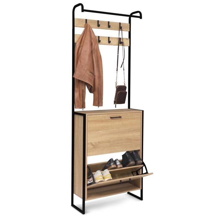 IDMARKET LUIS entryway locker, 2-door shoe cabinet, industrial design