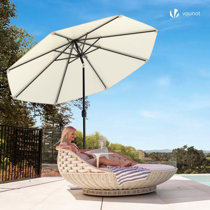 Ombrellone inclinabile VOUNOT® Ø 2,7 x H 2,4 m Beige - Tessuto resistente ai raggi UV e impermeabile - Copertura protettiva
