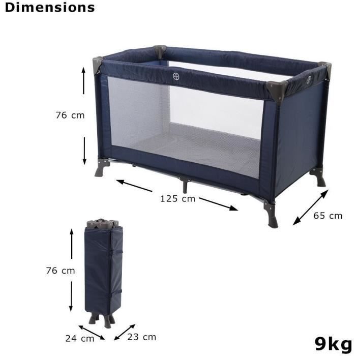 SODA 2-Level Baby Travel Cot - Travel Cot with 2 Height Settings - Easy to Fold - 15kg Max