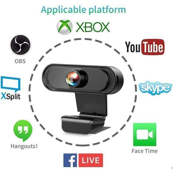 Cámara web 1080P - OTBACT - Full HD - Micrófono con cancelación de ruido - Conexión USB Plug and Play - Compatible con Windows/Mac