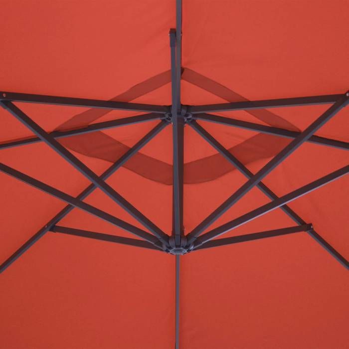 Parasol déporté carré 3x3m - Hardelot 3x3m - Terracotta - Manivelle anti-retour | Toile déperlante | Facile à utiliser