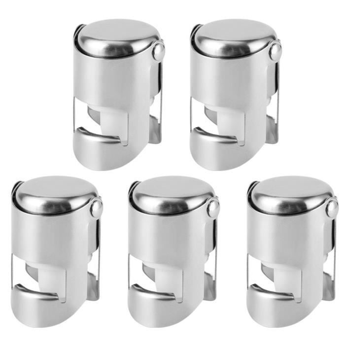 ☀5 tapones para botellas de champán y vino, selladores para uso doméstico y en bares, acero inoxidable☀-GOL
