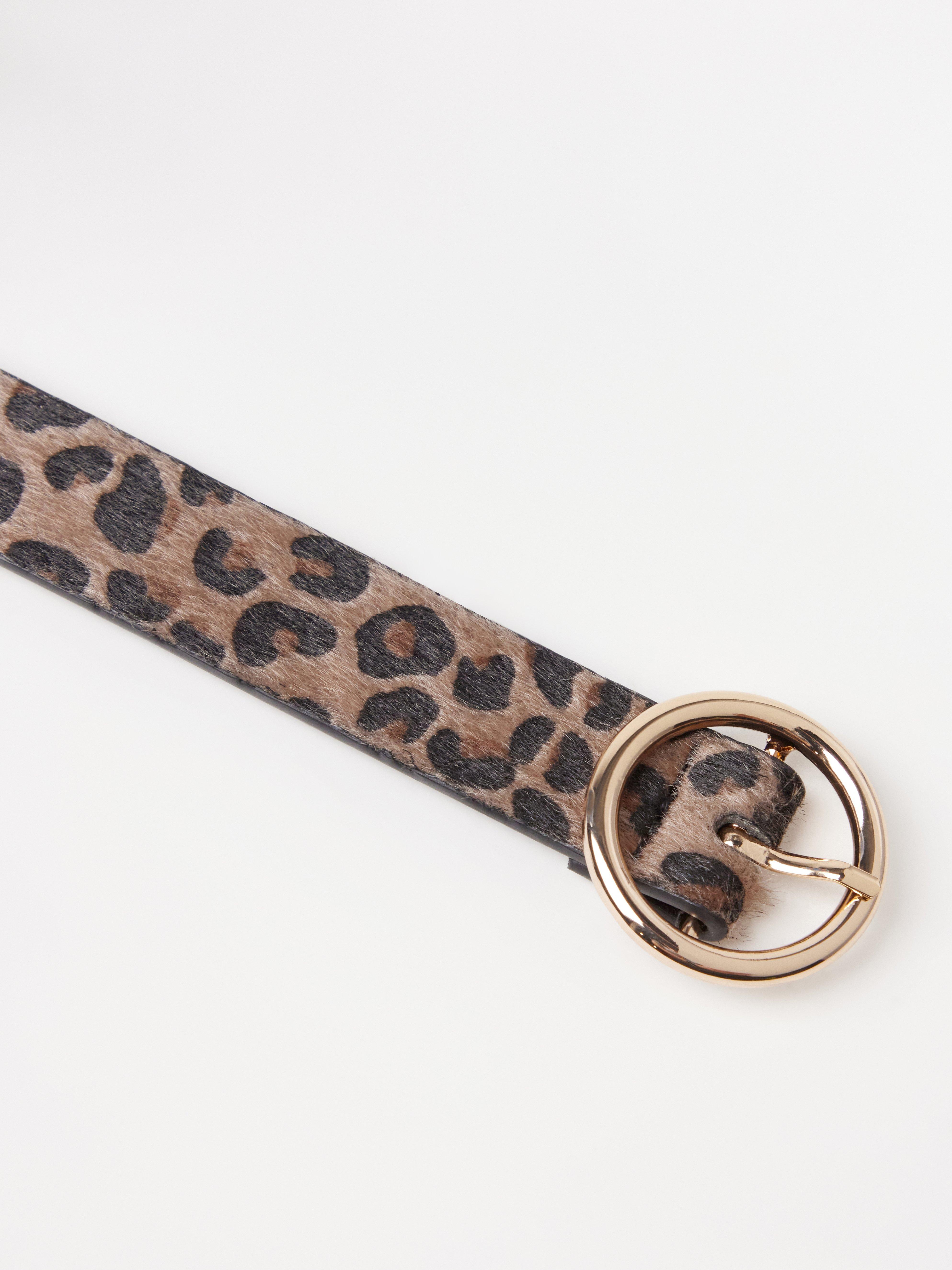 Skärp com estampa de leopardo Bege Escuro