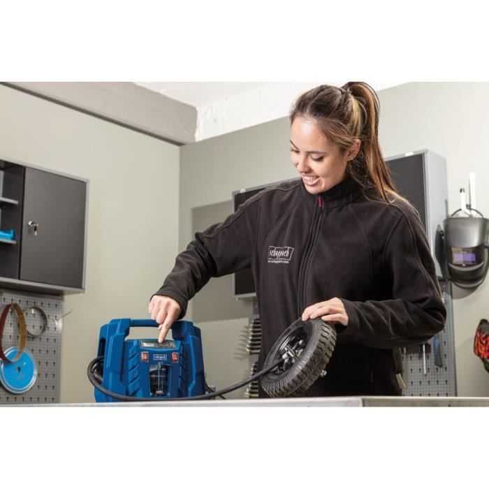 Portable compressor with electronic pressure control - Scheppach AIR FORCE 5 - 1500 W - 8 bar (car/bike/balloon)
