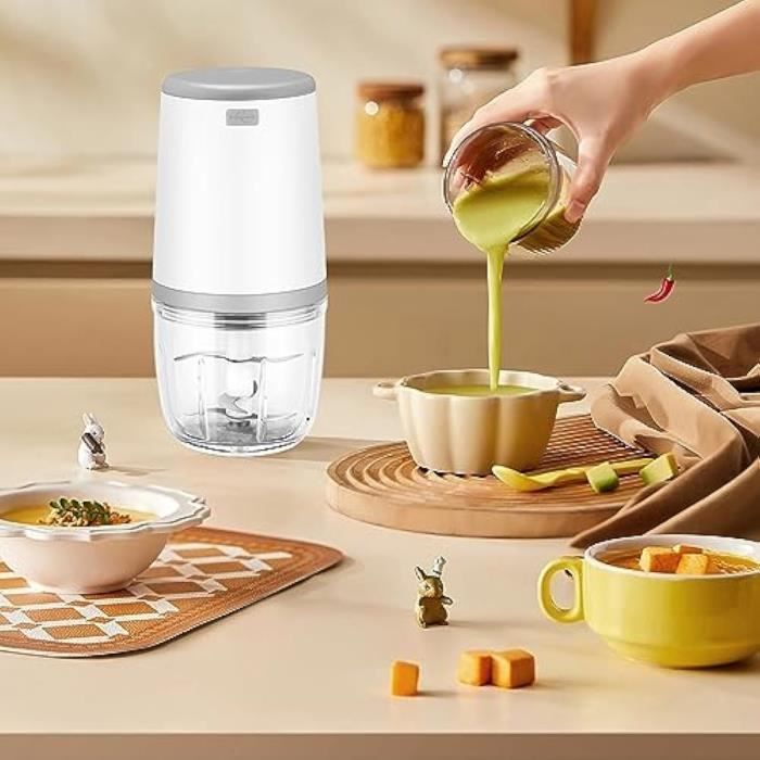Mini licuadoras para bebés, mini procesadores de alimentos, licuadora para bebés de 300 ml, mini picadora eléctrica, mini procesador de alimentos con carga USB.