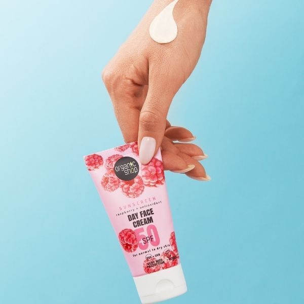 Crema facial de día con protector solar SPF50 para piel normal de Organic Shop, 50 ml