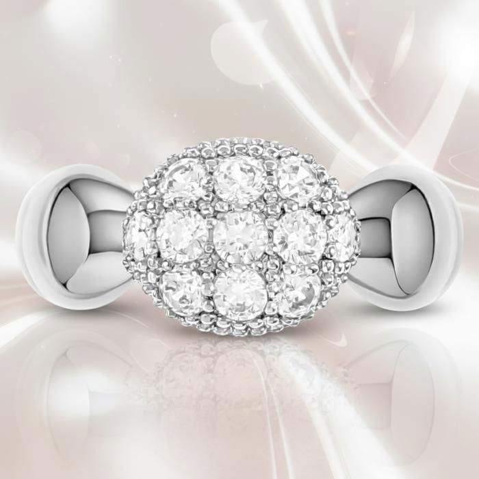 Anillo de mujer de plata de ley 925 rodiada – Banda ancha con circonitas cúbicas brillantes – Joyería con sello 925 – Idea de regalo de cumpleaños