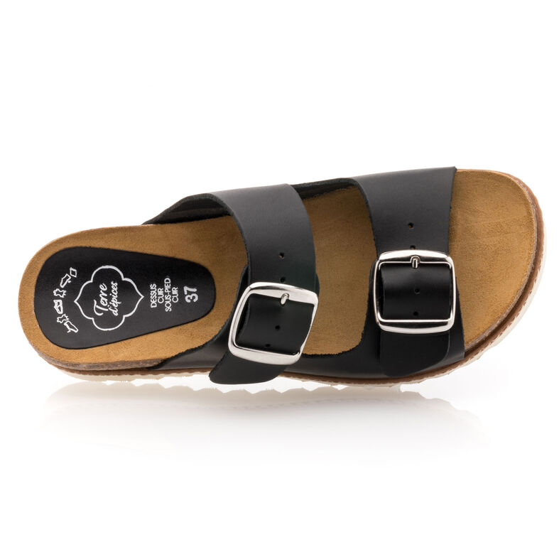 Svarte sandaler / sko med åpen tå til dame