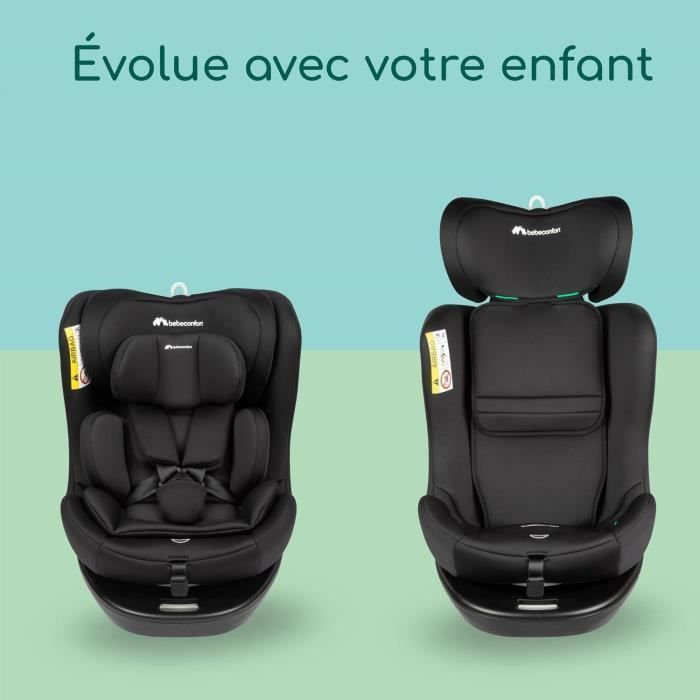 Seggiolino auto convertibile girevole a 360° BEBECONFORT EvolveFix i-Size - Gruppo 0/1/2/3 - Isofix - da 0 a 12 anni (36 kg) - 40-150 cm - Nero Nebbia