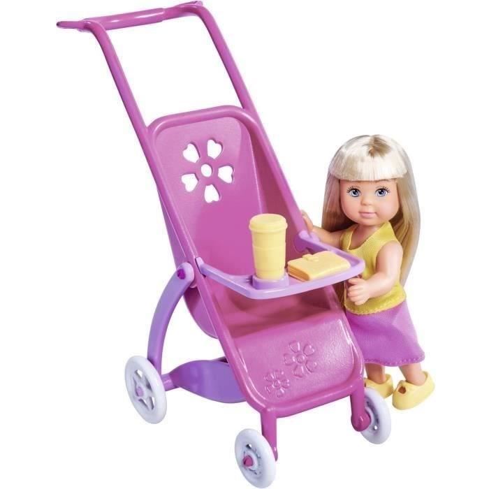 Zwangere Steffi-pop 29 cm, met Kevin 30 cm en Evi 12 cm in haar kinderwagen 105733673 Simba Toys