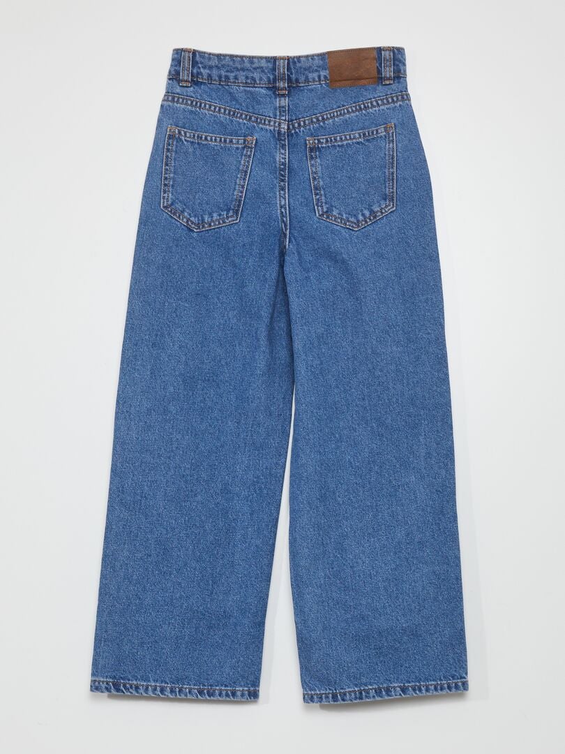 Spijkerbroek met wijde pijpen en strass-steentjes - BLAUW