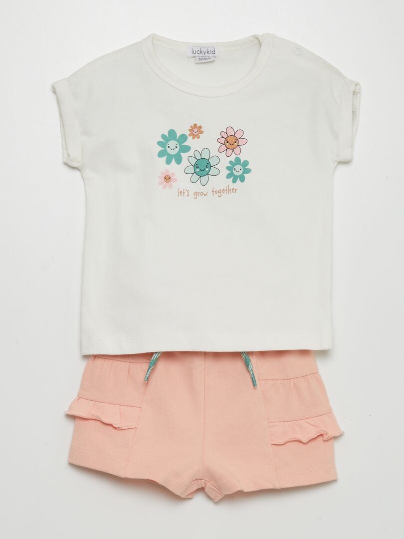 Conjunto de camiseta y pantalón corto - 2 piezas - BLANCO