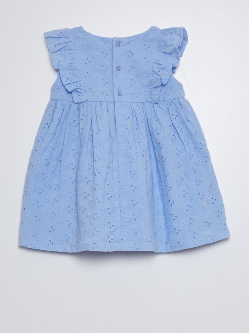 Jurk met Engelse borduursteken - BLAUW