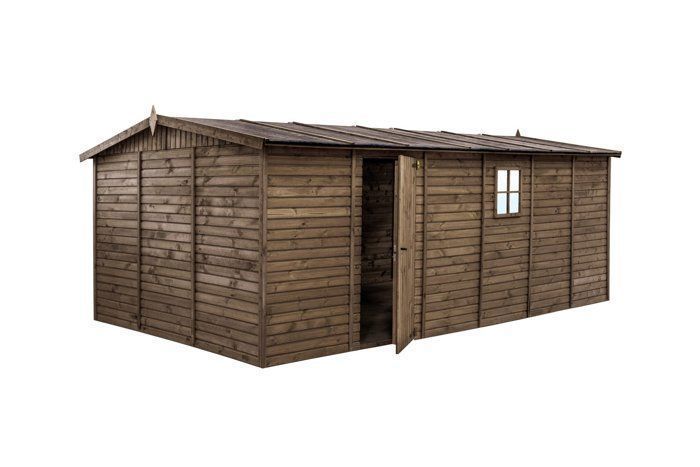 Geïmpregneerde houten garage, 19 mm dik, bruikbare oppervlakte 17,02 m² INT033