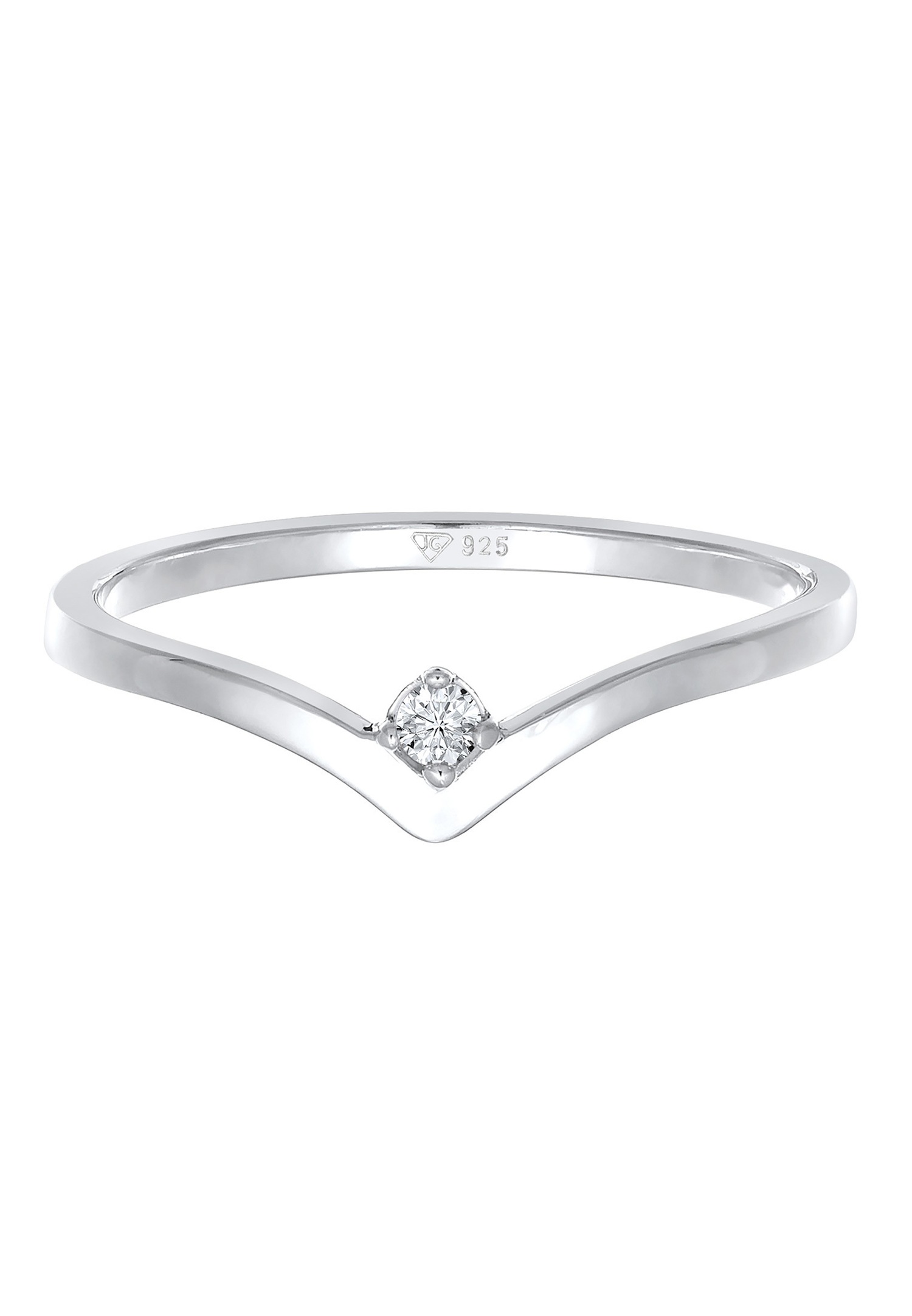 Elli DIAMONDS Femmes Pile en fOrme de V avec diamant (0.035 ct.) en Argent Sterling 925