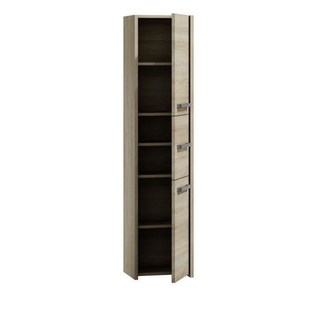 Mueble columna de almacenamiento para baño/aseo - HUCOCO - VERONA - 170x40x30 cm - Madera Sonoma