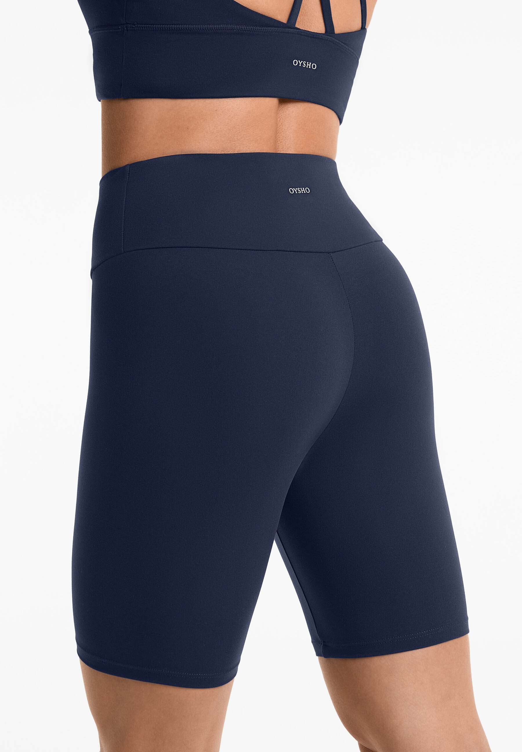 Short de sport OYSHO COMFORTLUX taille haute 20 cm - bleu foncé