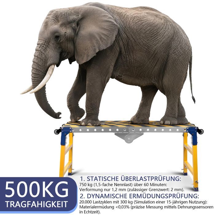 Établi Pliant, Table de Travail Pliable, Travail 160 x 36 cm, Hauteur Réglable 70-110 cm, Porteur 500 kg max, Portable,