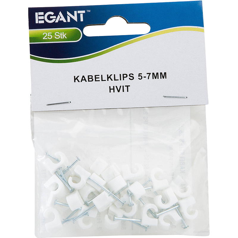 Egant Kabelklemmer 25-pak 5-7 mm, hvide