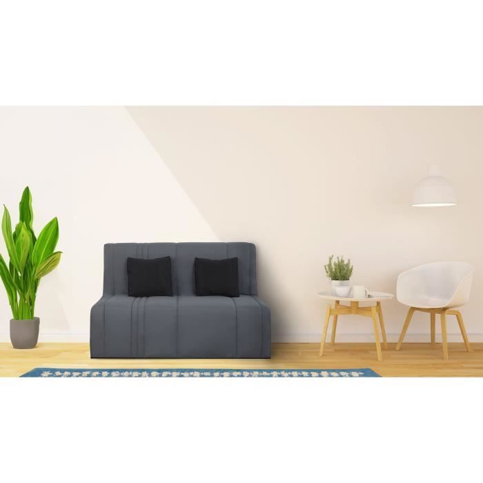 Sofá cama de 2 plazas EVASION - Tapicería gris perla - Colchón SIMMONS - 440 muelles ensacados - Superficie para dormir: 188 x 138 cm