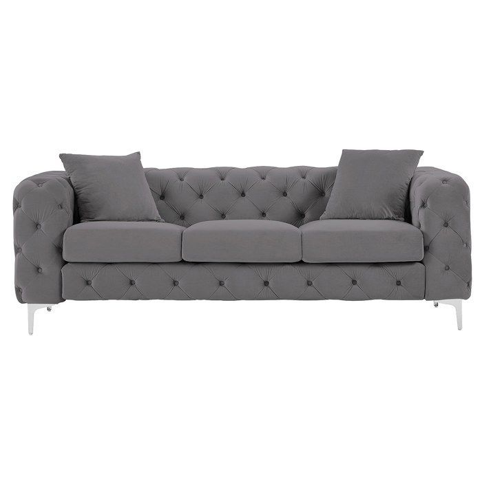 EDWINA 3-zitsbank en fauteuil in antracietkleurig fluweel
