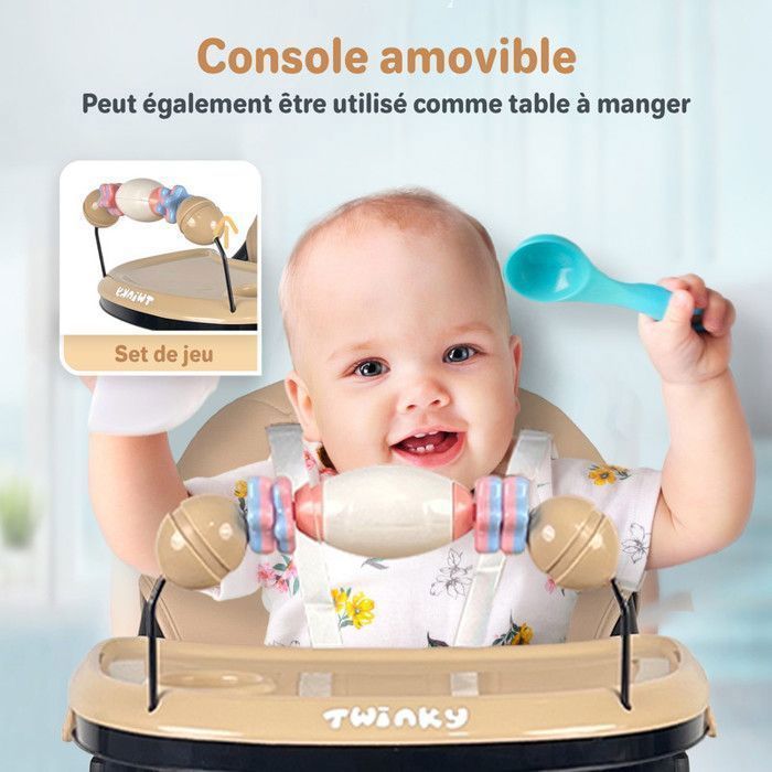 Twinky® Chaise Haute Bébé SWING | Évolutive, Pliable & Réglable | Siège Repas Confort de 6 Mois à 3 Ans | Multifonction