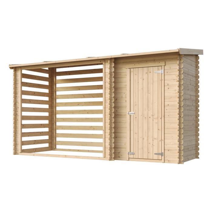 TIMBELA wooden garden shed - 348x146 cm - Pine/spruce - 19 mm thick - M205