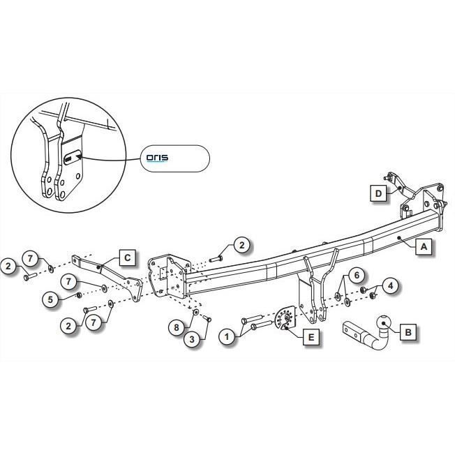 Barra de remolque tipo cuello de cisne DS DS7 Crossback (09-17-)