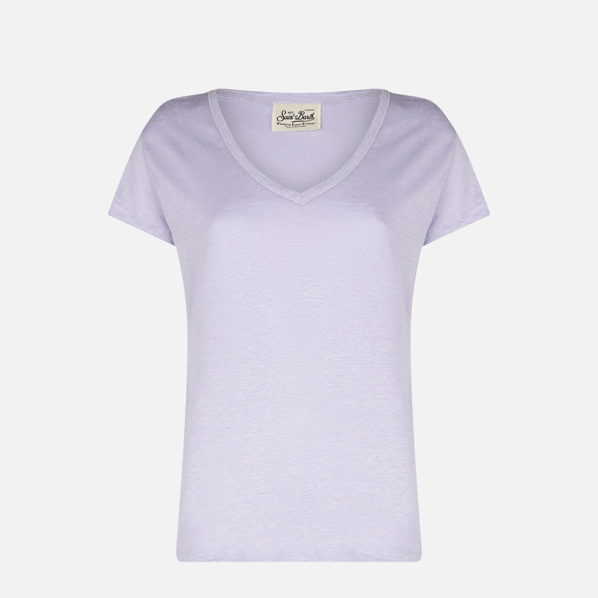 Dames T-shirt van lila linnen