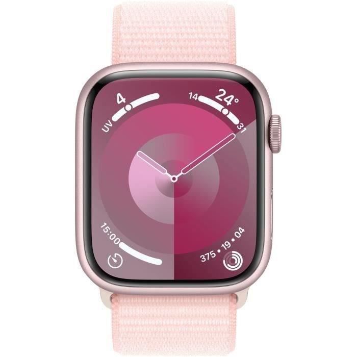 Apple Watch Series 9 GPS - 45 mm - Caixa de alumínio rosa - Pulseira esportiva rosa claro (2023) - Recondicionado - Em ótimo estado