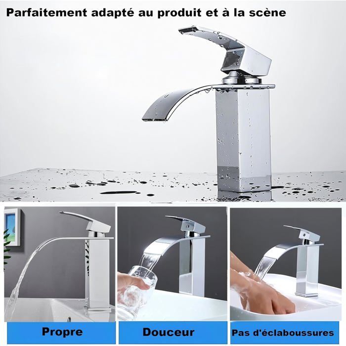 Grifo de baño - Grifo mezclador para lavabo - con líneas de agua fría y caliente, acero inoxidable 304, acabado cromado G3/8