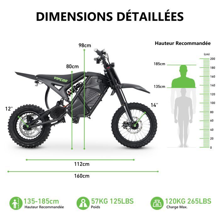 Scooter Electrique 14'' 12'' Moteur 3500W 63km/h Batterie 48V/23Ah 70km Autonomie Noir