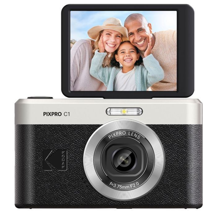 KODAK Pixpro C1 - 13 megapikselin kompakti digikamera, 4x digitaalinen zoom, kallistuva näyttö, Full HD -video, LED-salama - musta