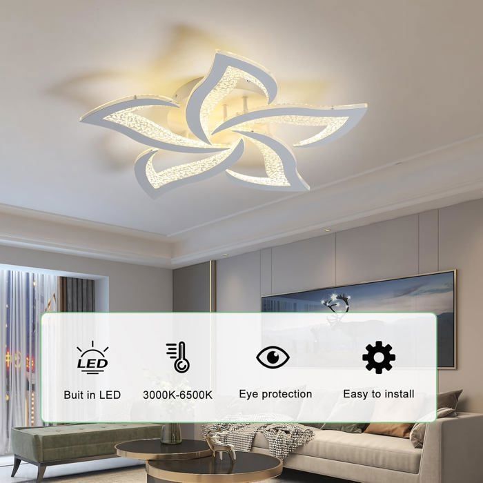 Plafoniera LED moderna, plafoniera LED Ganeed a forma di fiore dimmerabile per ufficio, soggiorno, sala da pranzo, corridoio, cucina, faretto a incasso a soffitto