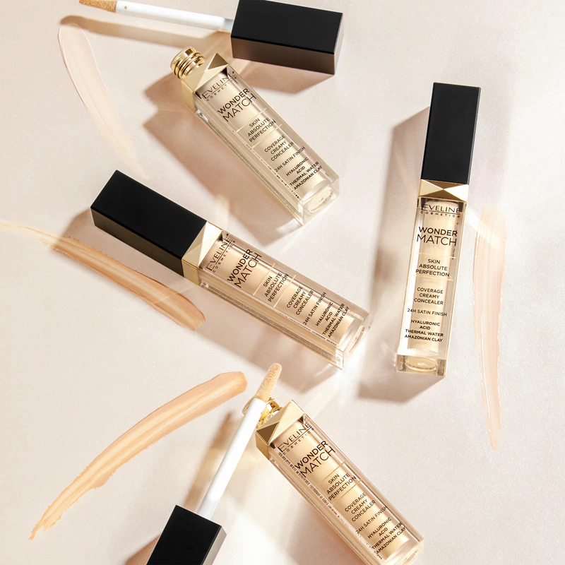 Corretivo cremoso Wonder Match da Eveline Cosmetics com cobertura de 24 horas.