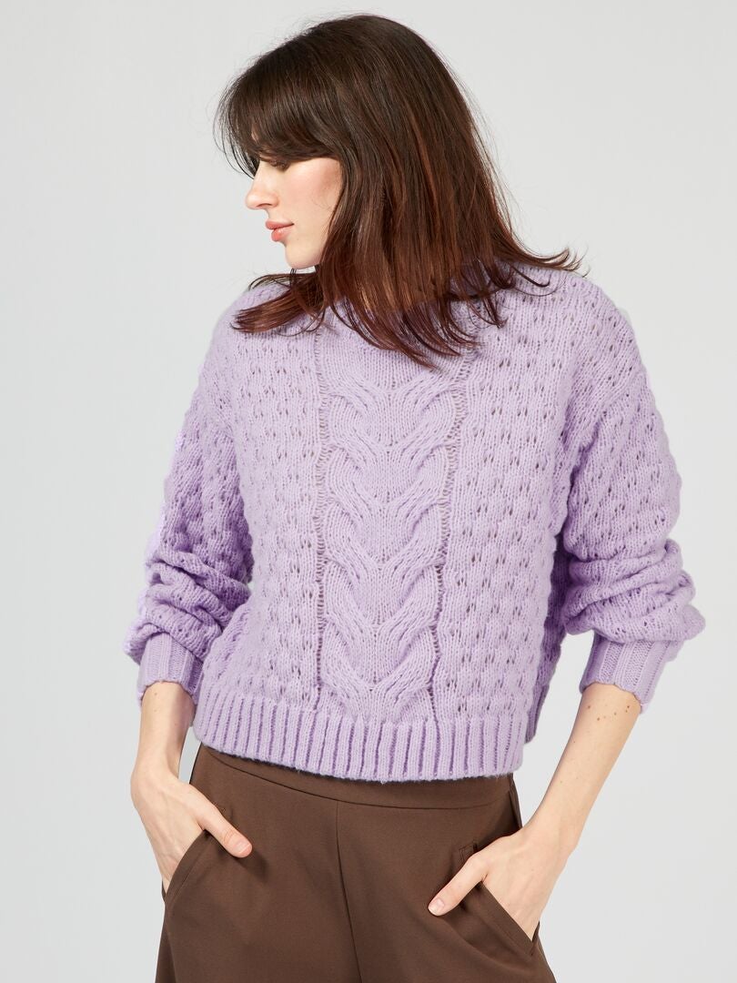 Sweter dzianinowy - liliowy