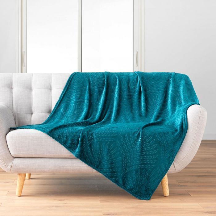 Plaid in flanella 125x150 cm - Stampa a motivi floreali - Blu