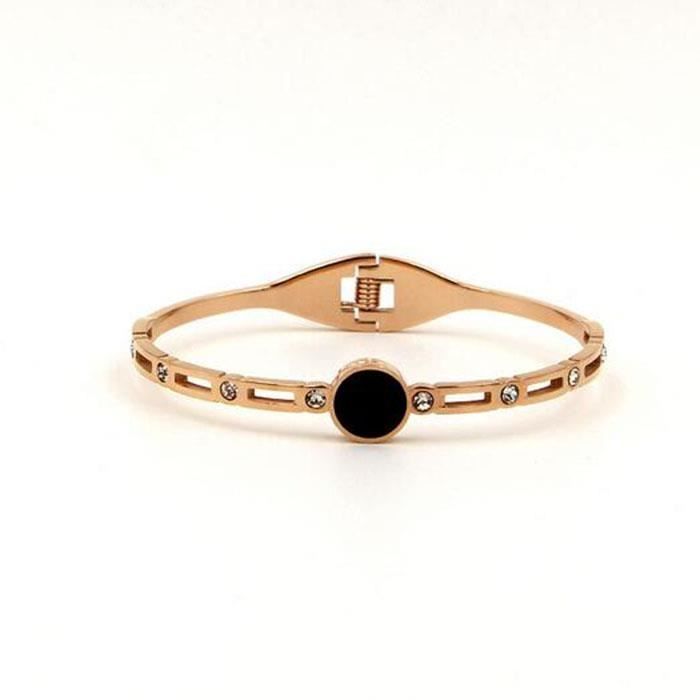Women's Bracelet - Shell - Drilled Zirconium - Hollow - Open Spring - Titanium Steel - Rose Gold Bracelet - The best gift for the holidays
