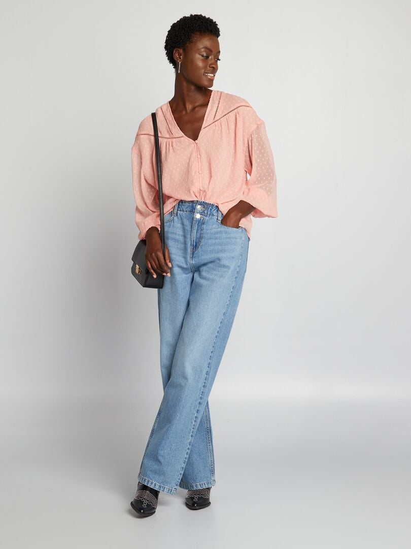 Blusa in voile con plumetis - ROSA