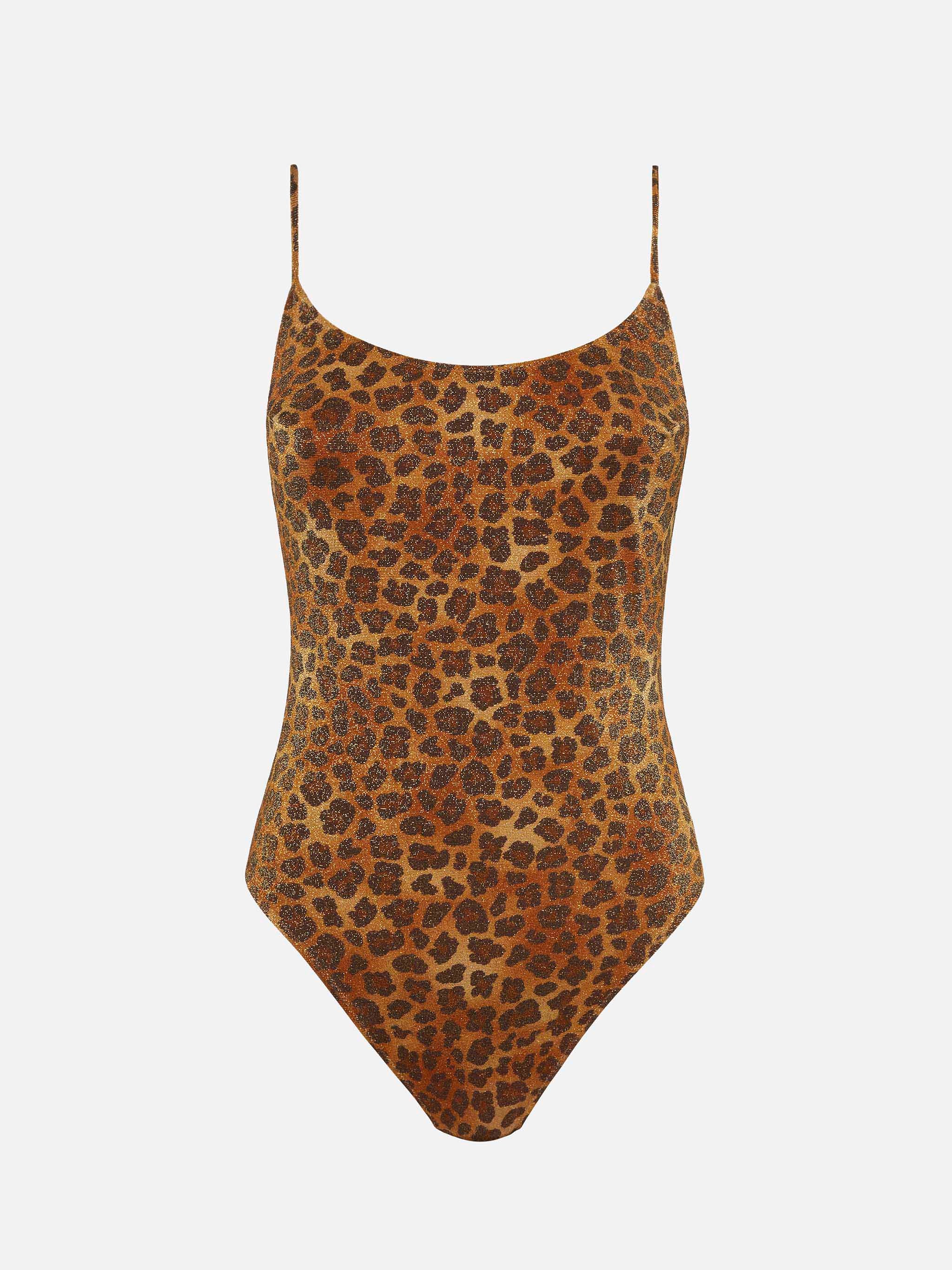 Cecille lurex badpak uit één stuk met dierenprint