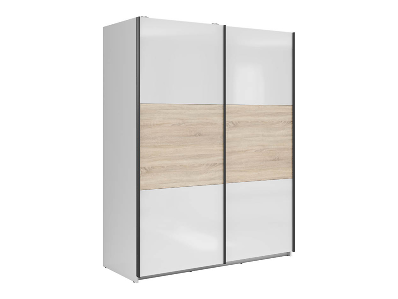 Szafa przesuwna Tetrix 153 cm biały połysk/dąb sonoma