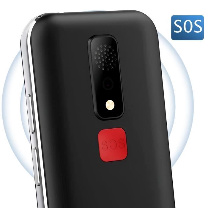 Teléfono móvil para personas mayores - GEEMARC - Geemarc - Compatible con audífonos - Botón SOS - Negro