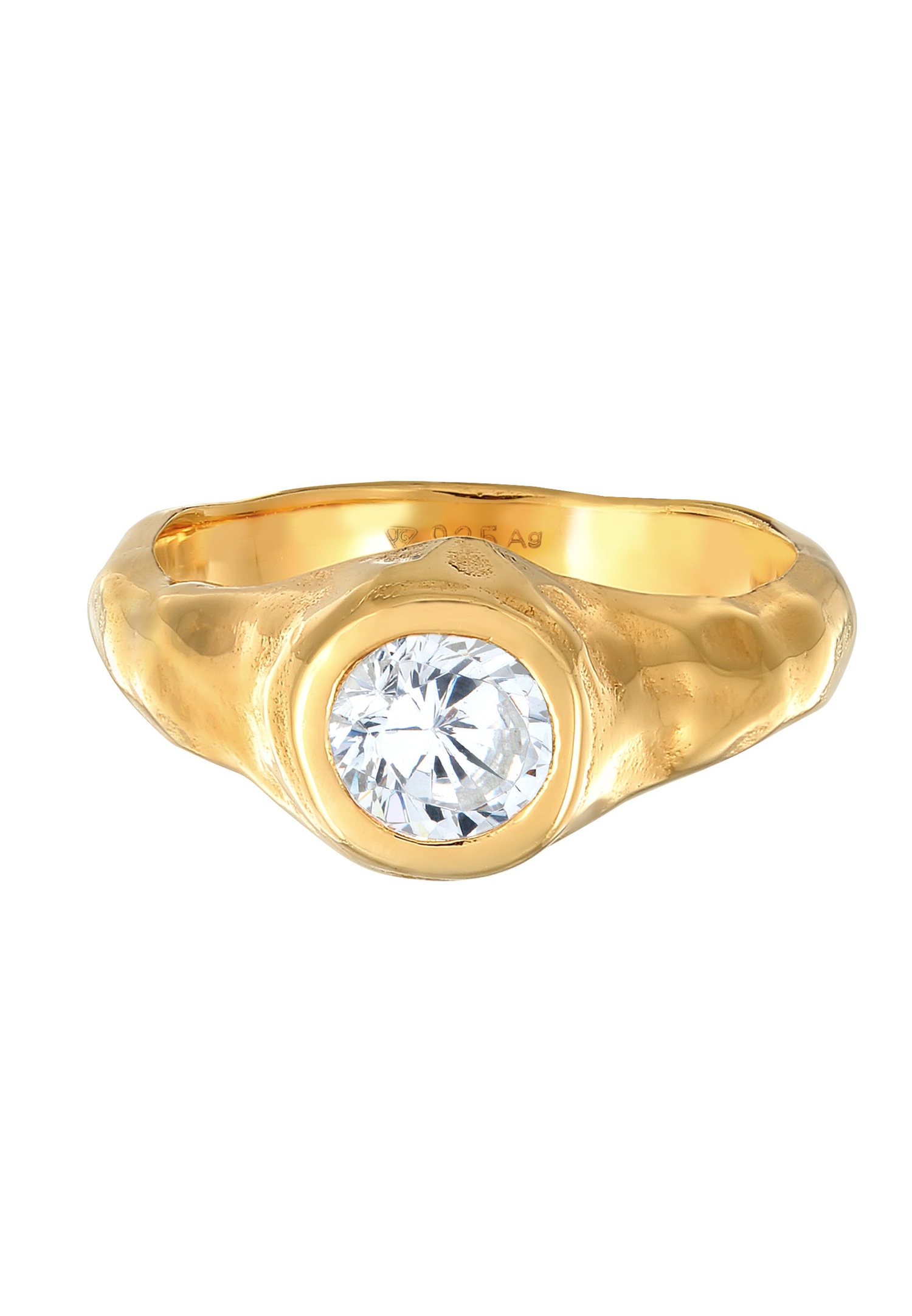 Elli PREMIUM Elli PREMIUM Bague Femmes Sceau Organic Design avec cristal de zirconium en argent sterling 925 plaqué or