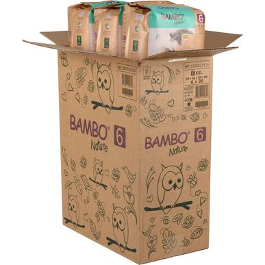 Bambo Nature Boys & Girls 0% parfemace, balení ekologických dětských plen, velikost 6, 16 kg, 120 kusů