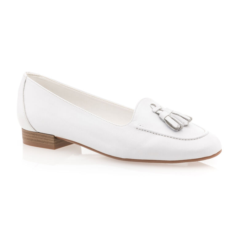 Hvite loafers/båtsko til dame