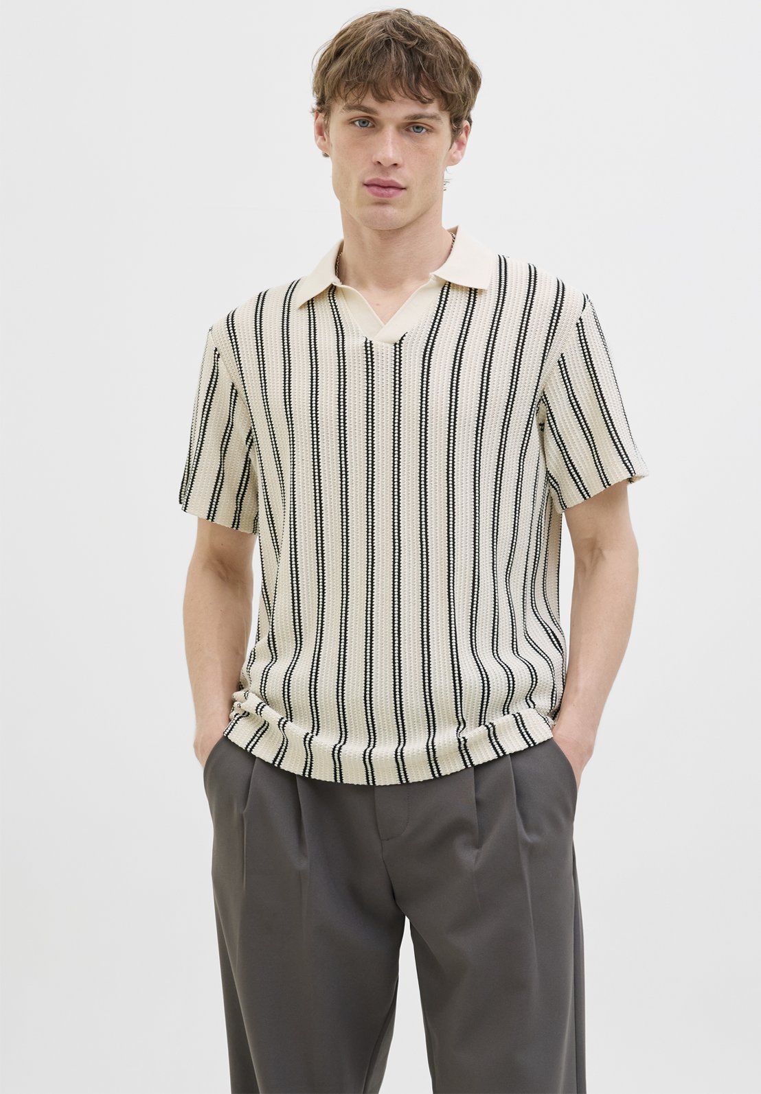 Jack & Jones JPRBLUHARRY SPLIT NECK - Polo - cloud dancer