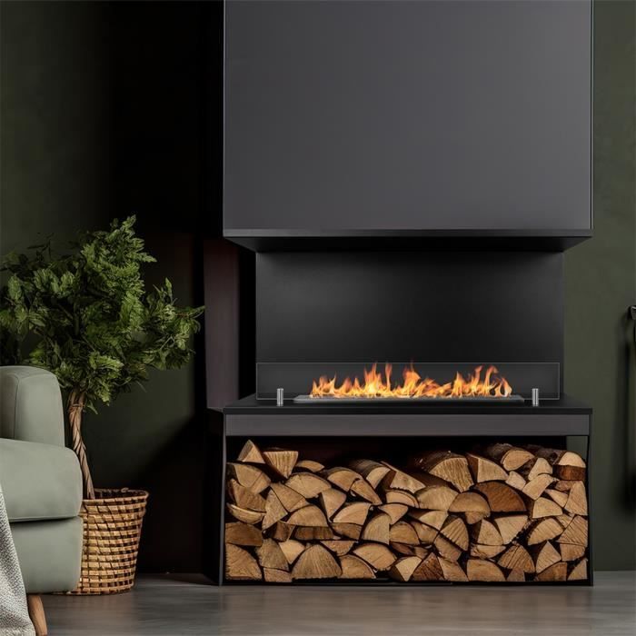 Chimenea de bioetanol - Trevi 90 - 3 lados abiertos - Diseño moderno - Ecológica