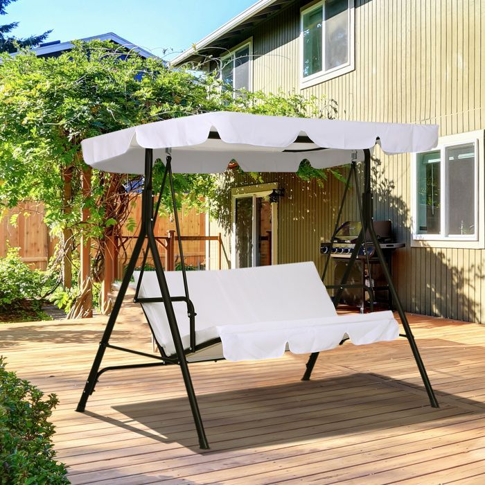 Columpio de jardín metálico Outsunny, 172x110x152cm, blanco.