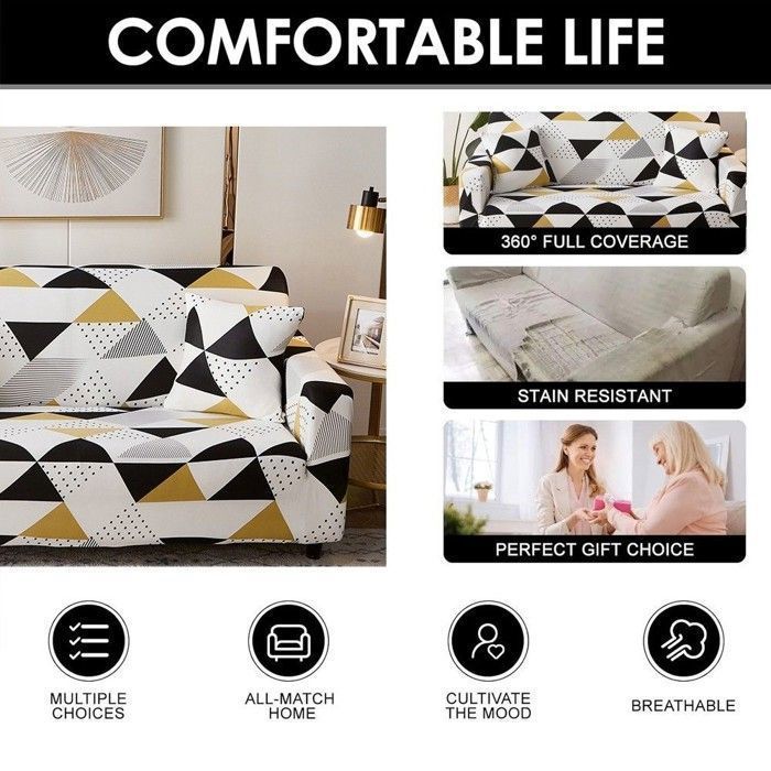 Housse de canapé extensible – 3 Places 190-230 cm – Anti-taches – Facile à installer – Tissu élastique