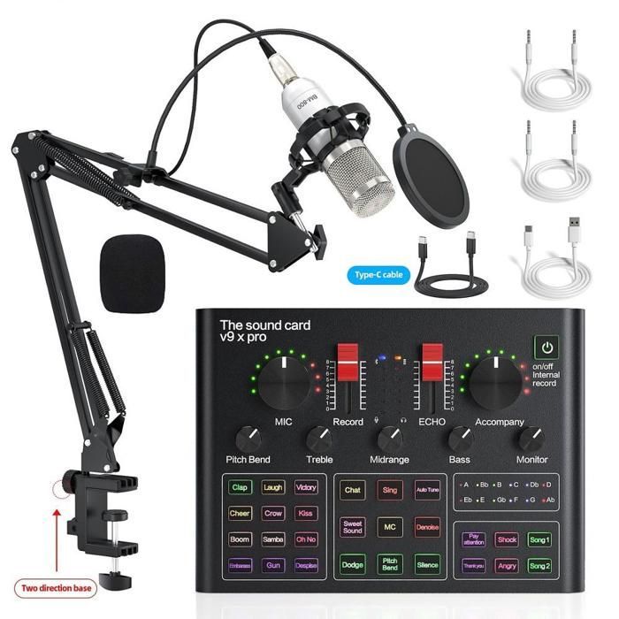 Tarjeta de sonido externa, audio de alta definición, reducción de ruido inteligente, micrófono ajustable, USB-C, color plata.